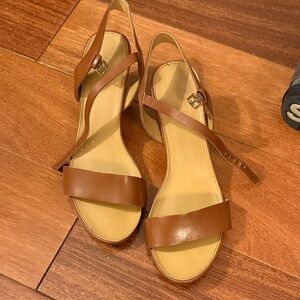 Women's Franco Sarto Brown Leather Slingback Sandals
